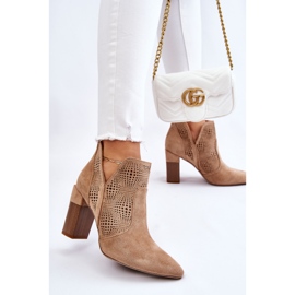 PM1 Botas Tacón Ante Calado Beige Leanna 7