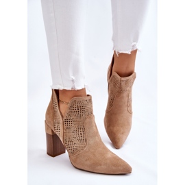 PM1 Botas Tacón Ante Calado Beige Leanna 8