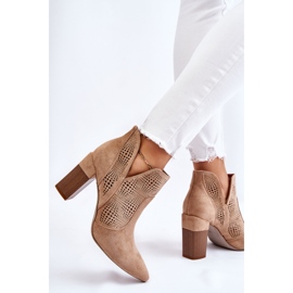 PM1 Botas Tacón Ante Calado Beige Leanna 9
