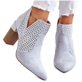 PM1 Botas Tacón Alto Caladas Ante Ante Gris Genevi plata 11