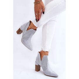 PM1 Botas Tacón Alto Caladas Ante Ante Gris Genevi plata 4