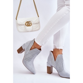 PM1 Botas Tacón Alto Caladas Ante Ante Gris Genevi plata 5
