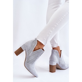 PM1 Botas Tacón Alto Caladas Ante Ante Gris Genevi plata 7