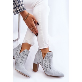 PM1 Botas Tacón Alto Caladas Ante Ante Gris Genevi plata 9