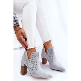 PM1 Botas Tacón Alto Caladas Ante Ante Gris Genevi plata 10