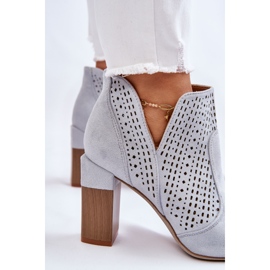 PM1 Botas Tacón Alto Caladas Ante Ante Gris Genevi plata 8