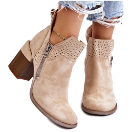 PM1 Botas Tacón Grueso De Ante Camden Beige Claro 11