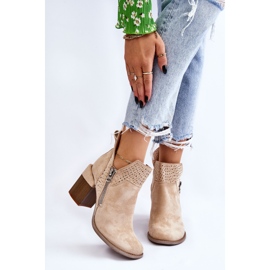 PM1 Botas Tacón Grueso De Ante Camden Beige Claro 3