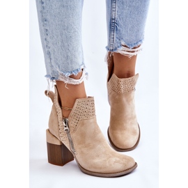 PM1 Botas Tacón Grueso De Ante Camden Beige Claro 7