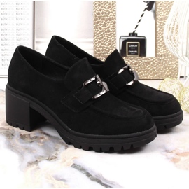 Zapatos de salón ante negro con cadena Vinceza 10921 3