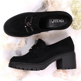 Zapatos de salón ante negro con cadena Vinceza 10921 4