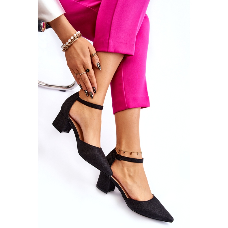 PG1 Bombas de tacón bajo brillantes de moda Black Leilany negro 4