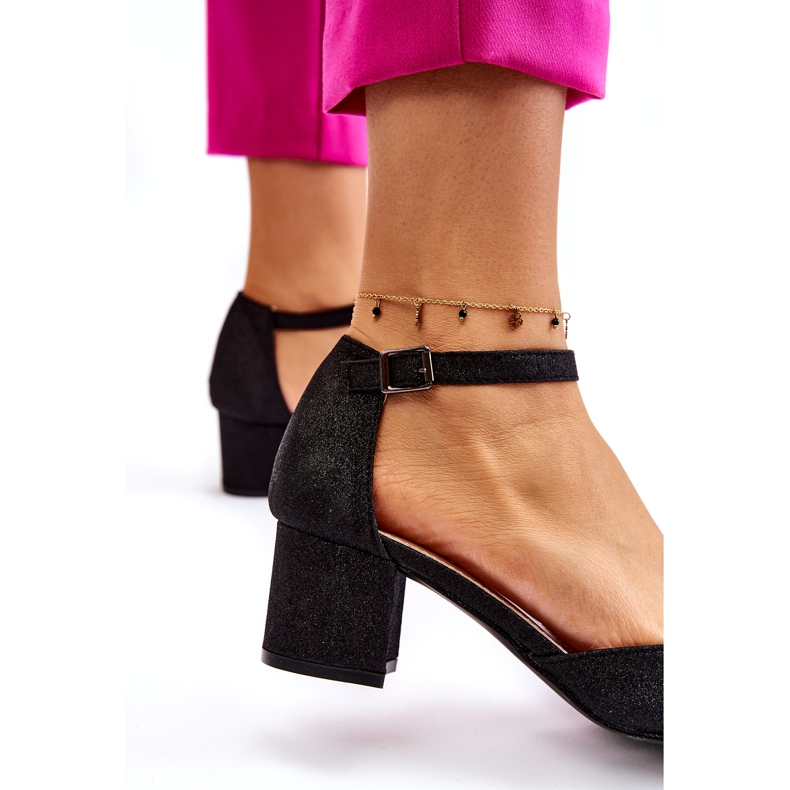 PG1 Bombas de tacón bajo brillantes de moda Black Leilany negro 2