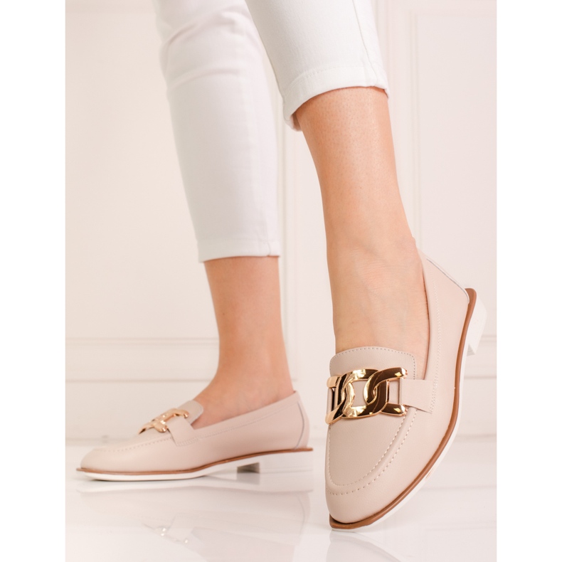Mocasines mujer Shelovet piel beige 1
