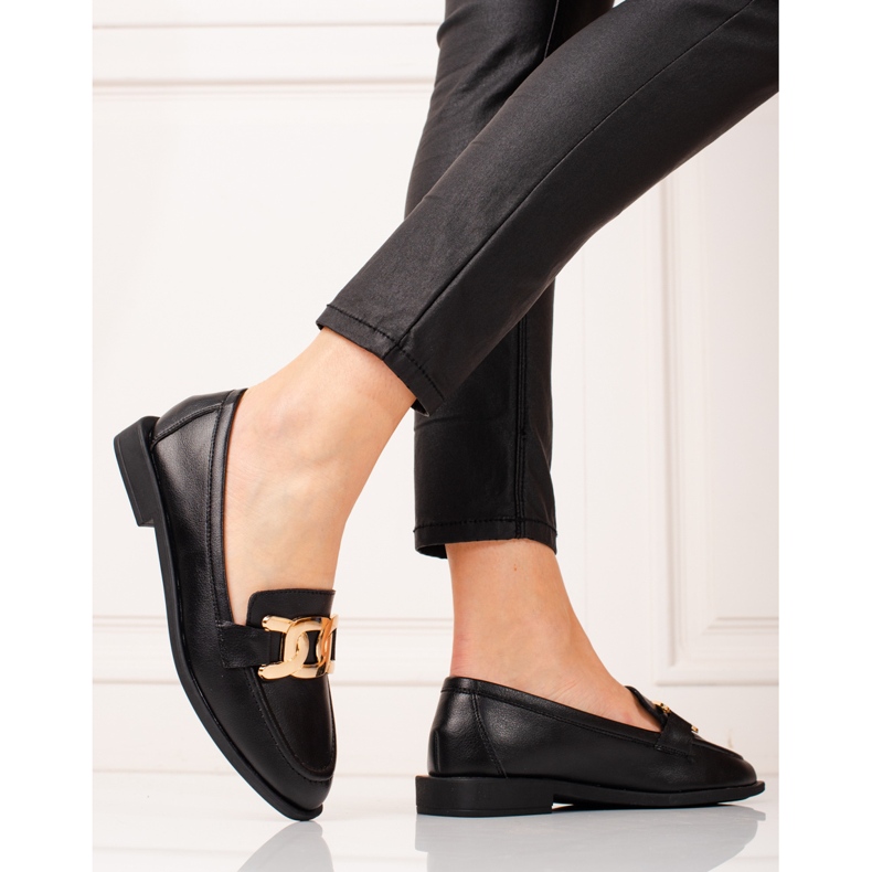 Mocasines mujer Shelovet piel negra negro 2