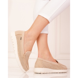 Mocasines mujer Shelovet beige calados 2