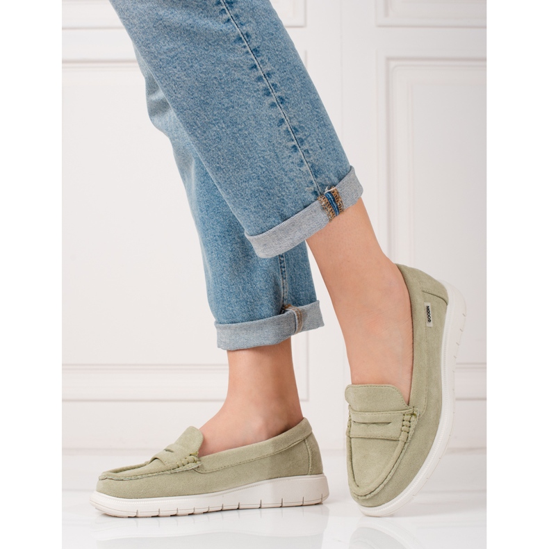 Mocasines de mujer Shelovet verde con suela flexible 2