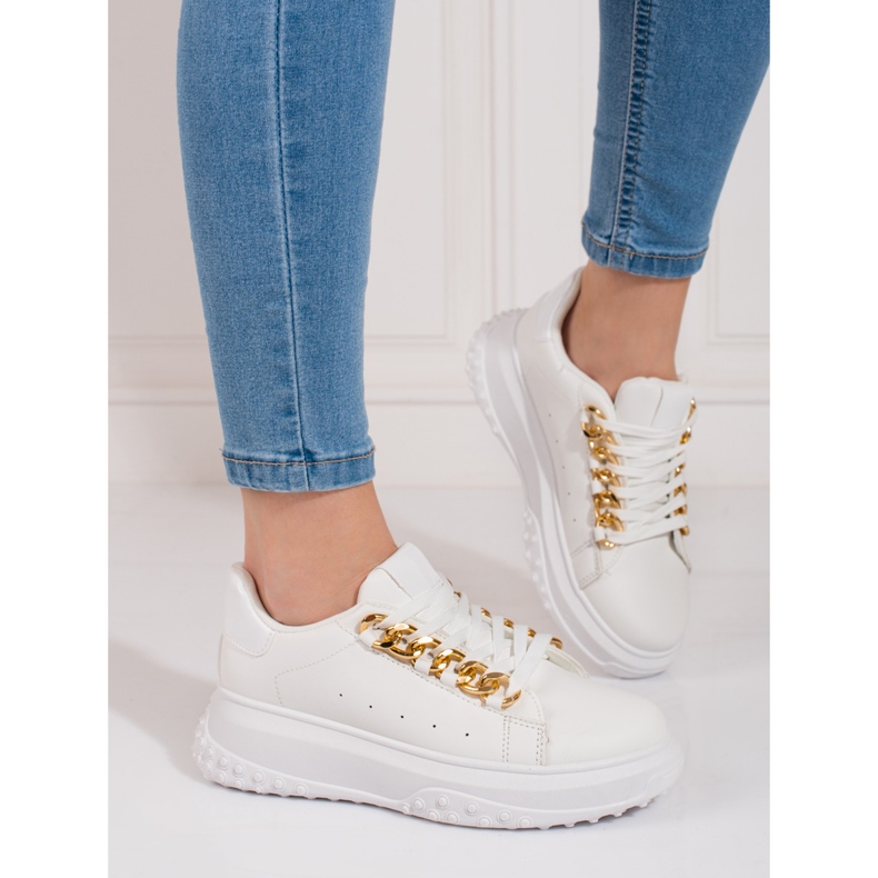 Deportivas blancas de mujer con cadena Shelovet blanco 1