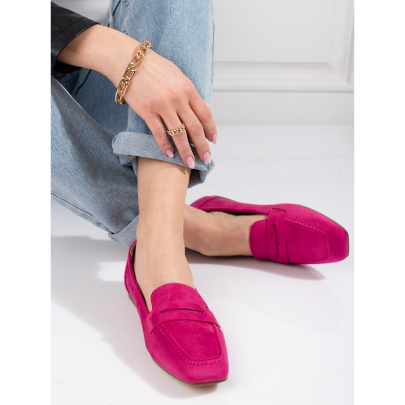 Mocasines de mujer Shelovet en ante fucsia rosado 1