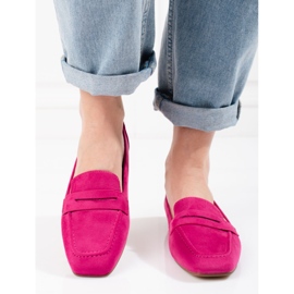 Mocasines de mujer Shelovet en ante fucsia rosado 2