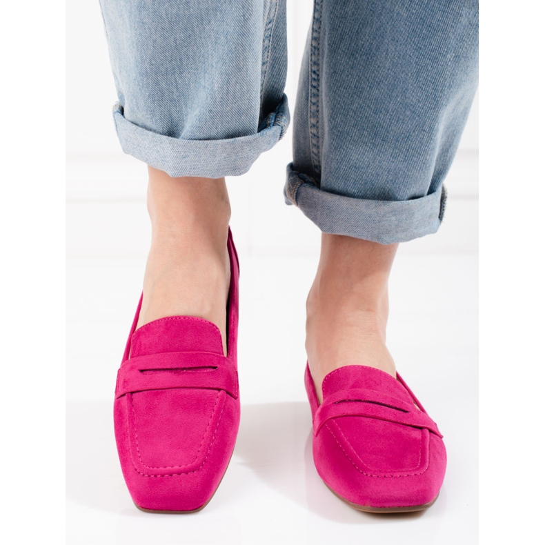 Mocasines de mujer Shelovet en ante fucsia rosa 2