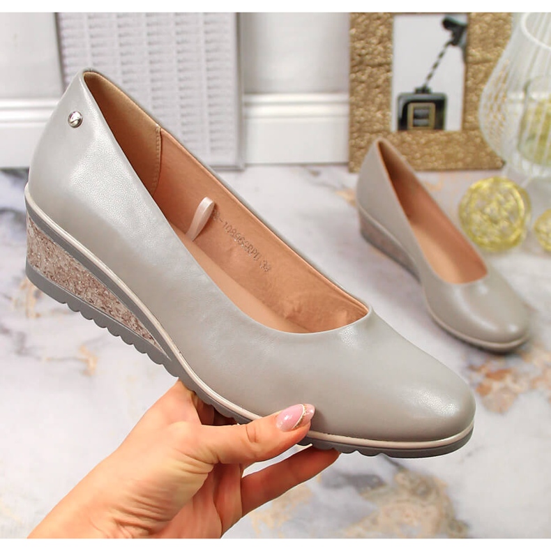 Zapatos de salón mujer cuña gris Vinceza 10896 1