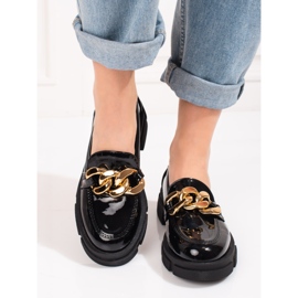 Goodin Zapatos de mujer Shelovet negros con cadena dorada 3