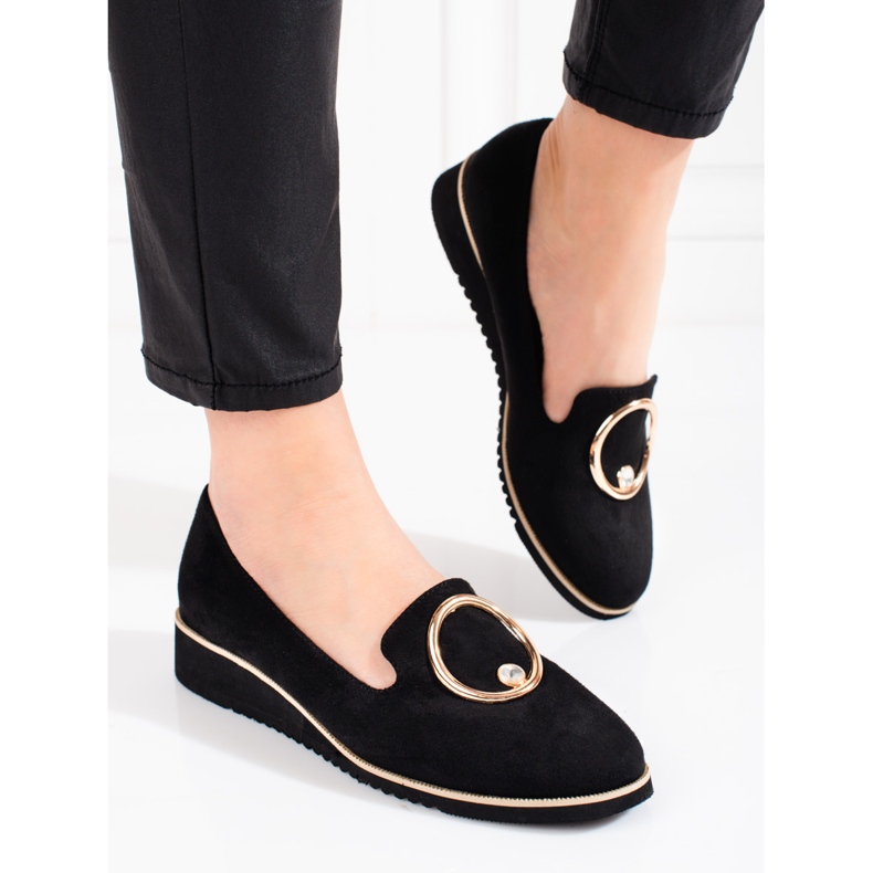 BM Mocasines mujer Shelovet ante negro 1