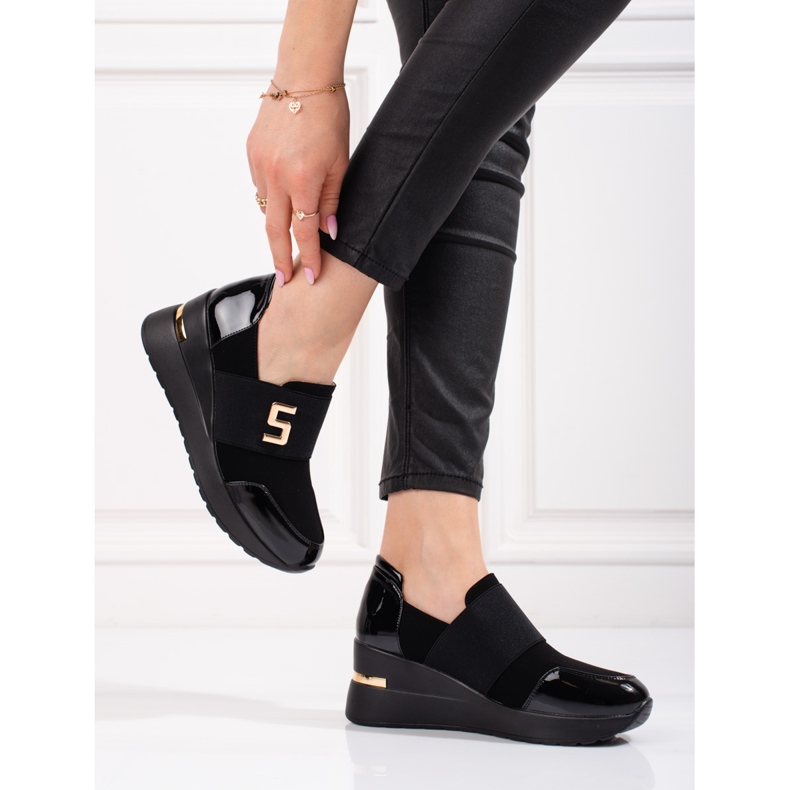 Deportivas mujer cuña Shelovet negras negro 2