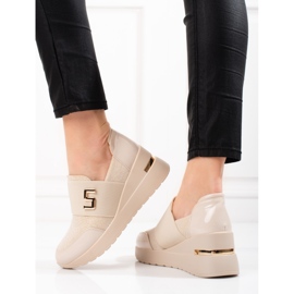 Shelovet zapatillas mujer cuña beige 3