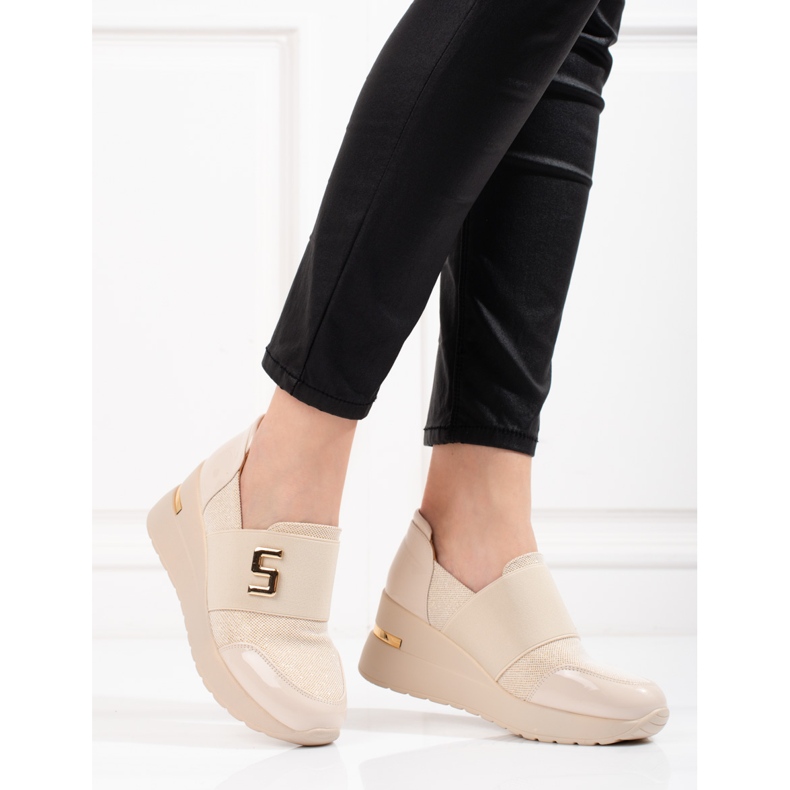Shelovet zapatillas mujer cuña beige 2