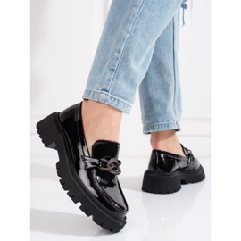 Mocasines de mujer Shelovet negros con plataforma 2