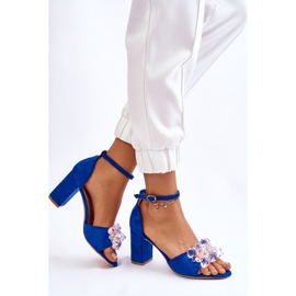 Sandalias elegantes con cristales en los tacones azules de Cameron 3