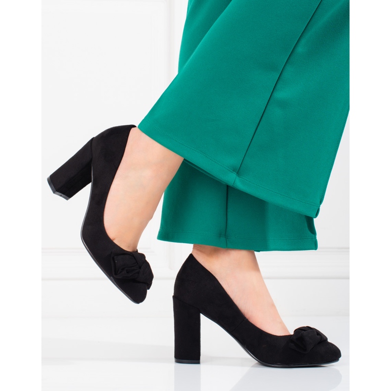 Bombas de mujer Shelovet en el poste con un lazo. negro 1