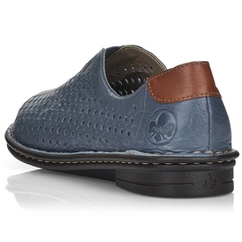 Zapatos mujer piel calada azul Rieker 48457 10