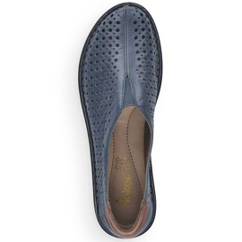 Zapatos mujer piel calada azul Rieker 48457 1