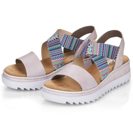 Sandalias de mujer con elásticos de colores Rieker V44G8-30 multicolor 2