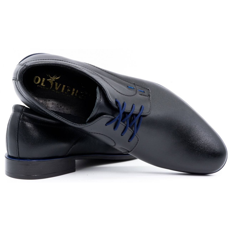 Olivier Zapatos de vestir hombre piel 277 negro con azul 3