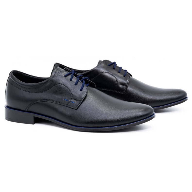 Olivier Zapatos de vestir hombre piel 277 negro con azul 2