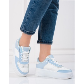 Zapatillas deportivas de mujer Shelovet blancas y azules. blanco 1