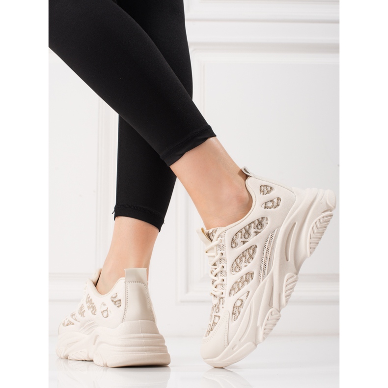 Zapatillas de mujer Shelovet con suela gruesa beige. 2