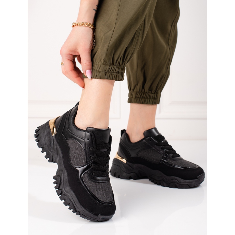 Zapatillas negras de mujer en la plataforma Shelovet. negro 1