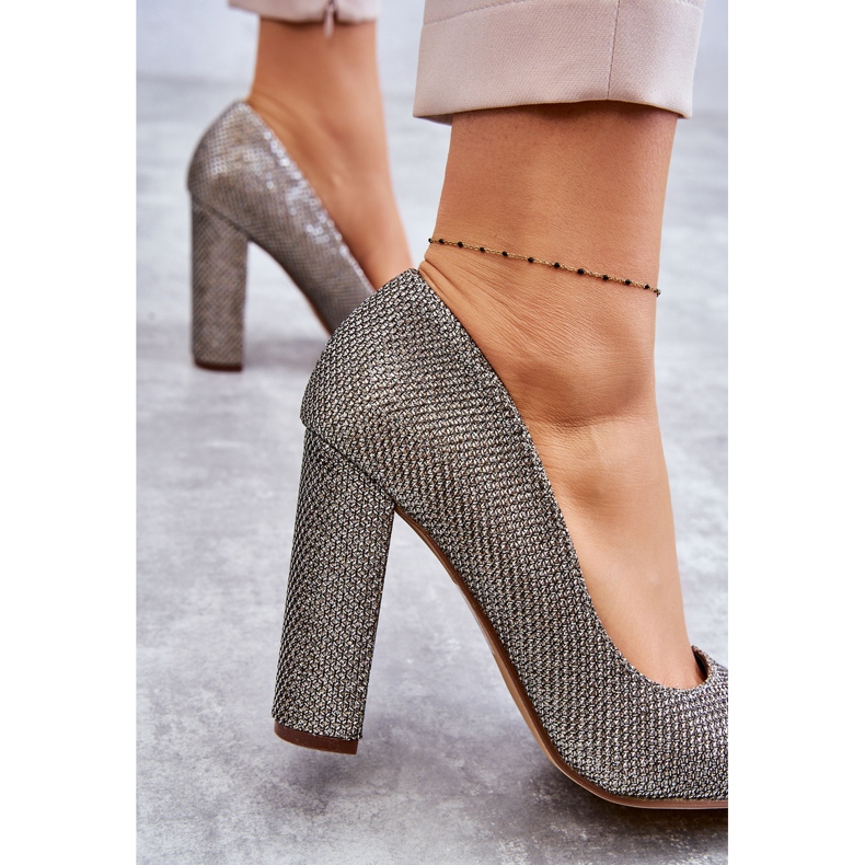 PA1 Bombas Brillantes En Un Tacón Plata Elmira 2