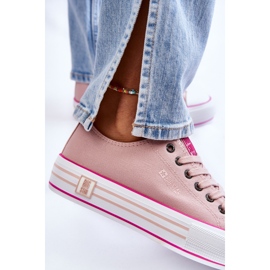 Sneakers De Mujer De Tela Con Plataforma Big Star LL274181 Rosa rosado 8