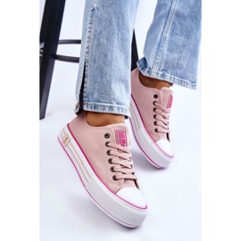 Sneakers De Mujer De Tela Con Plataforma Big Star LL274181 Rosa rosado 11