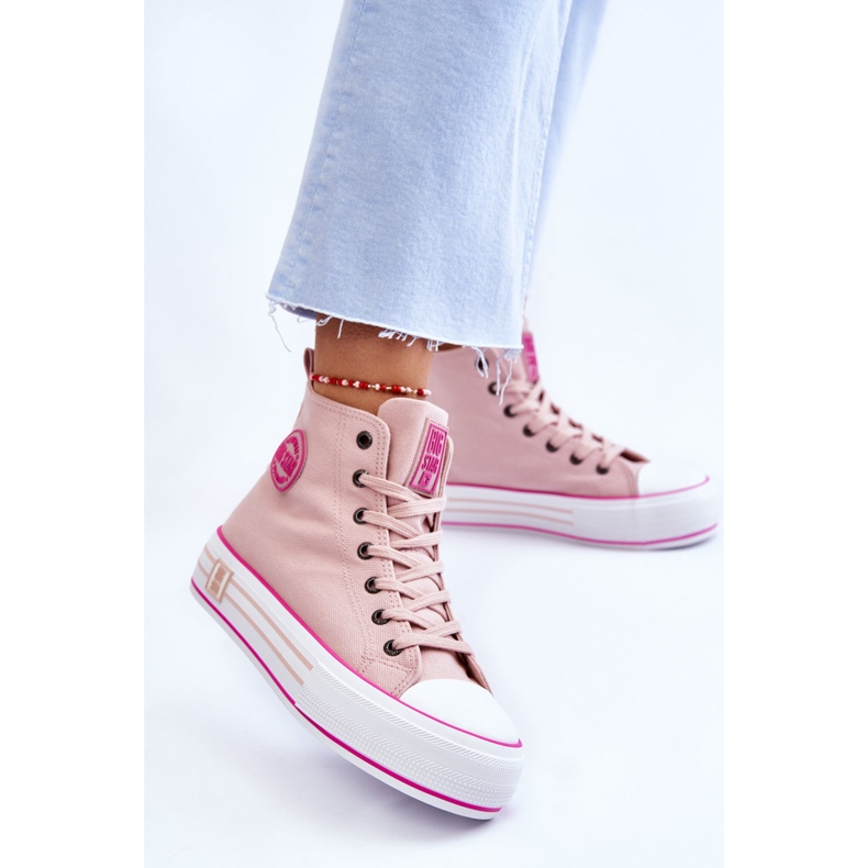 Sneakers Mujer Alta Textil Plataforma Big Star LL274186 Rosa rosado 2 Sneakers Mujer Alta Textil Plataforma Big Star LL274186 Rosa rosado 2