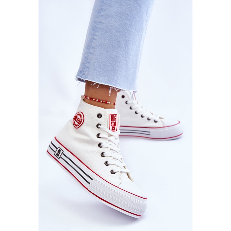 Sneakers Mujer Plataforma Alta Textil Big Star LL274185 Blanco 2