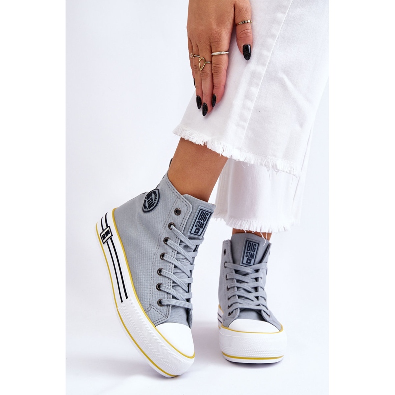 Sneakers Mujer Alta Textil Plataforma Big Star LL274188 Azul Claro 1