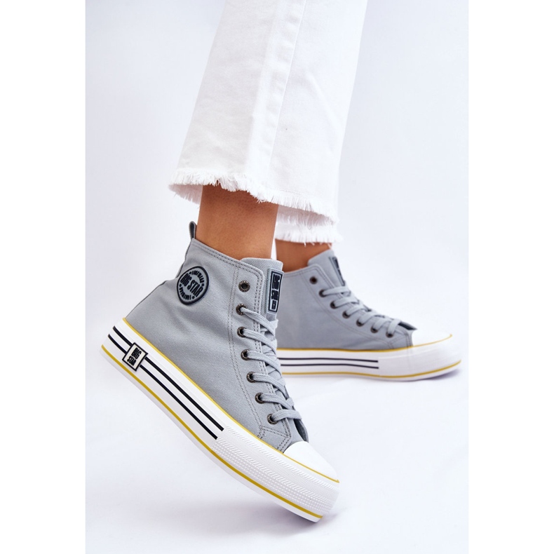 Sneakers Mujer Alta Textil Plataforma Big Star LL274188 Azul Claro 2