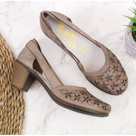 Salones mujer piel calada beige Rieker 40986 4